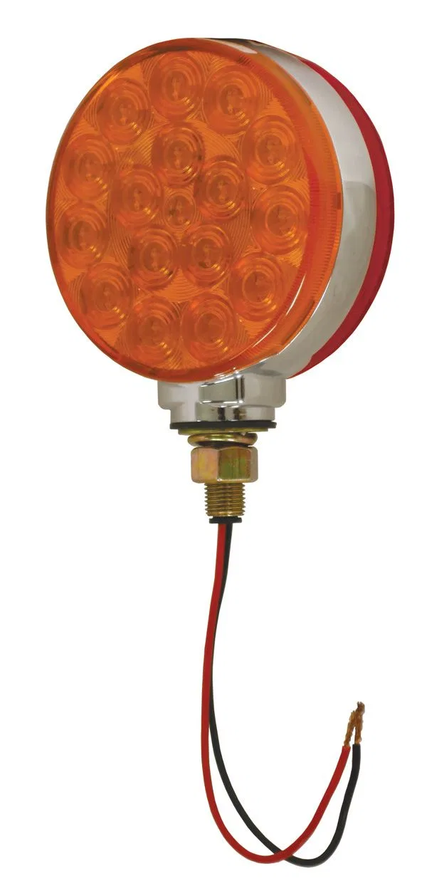 G5300 – GROTE PERLUX Trailer Light, Stop/ Turn/ Tail Light LED Bulbs Round Red and Yellow Lens 4-1/2 Inch Single Ligh...